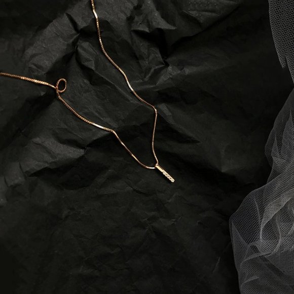 Gold Diamond Strip 925 Sterling Silver Necklace - Picture 8 of 14